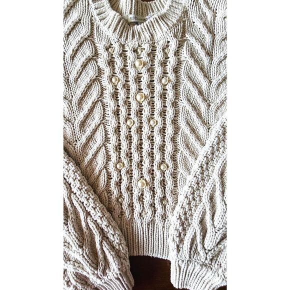 Rebecca Minkoff Blake Pearl Cable Knit Sweater, Cream,  Sz XS - Picture 9 of 11